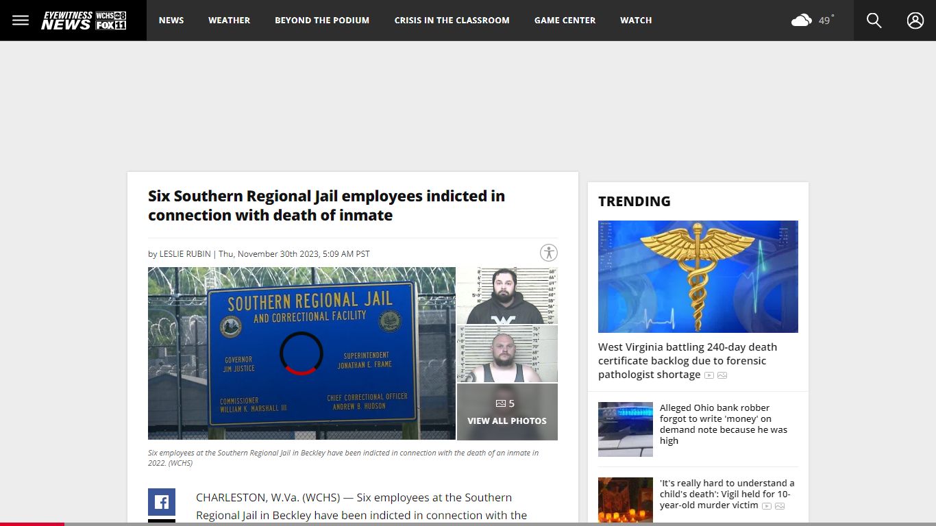 Six Southern Regional Jail employees indicted in connection with death ...
